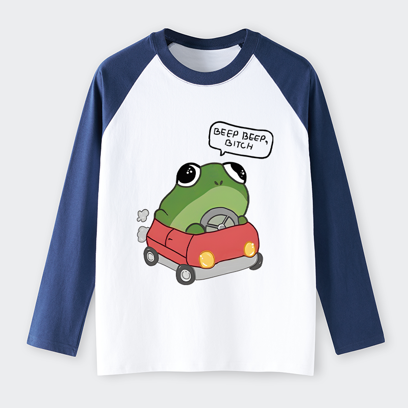 Tokyo-Tiger Frog Driving Raglan Long Sleeve T-shirt