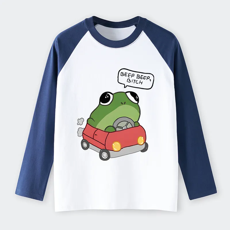 Tokyo-Tiger Frog Driving Raglan Long Sleeve T-shirt
