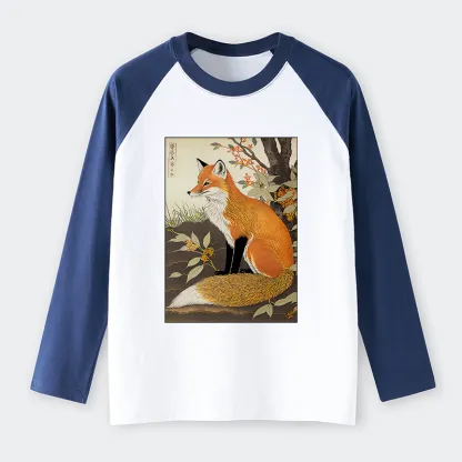 Tokyo-Tiger Ukiyo-e Fox Raglan Long Sleeve T-shirt