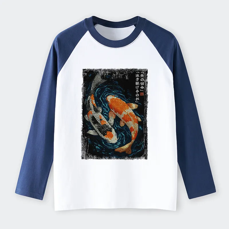 Tokyo-Tiger Eternal Currents: The Life Of A Fish Raglan Long Sleeve T-shirt