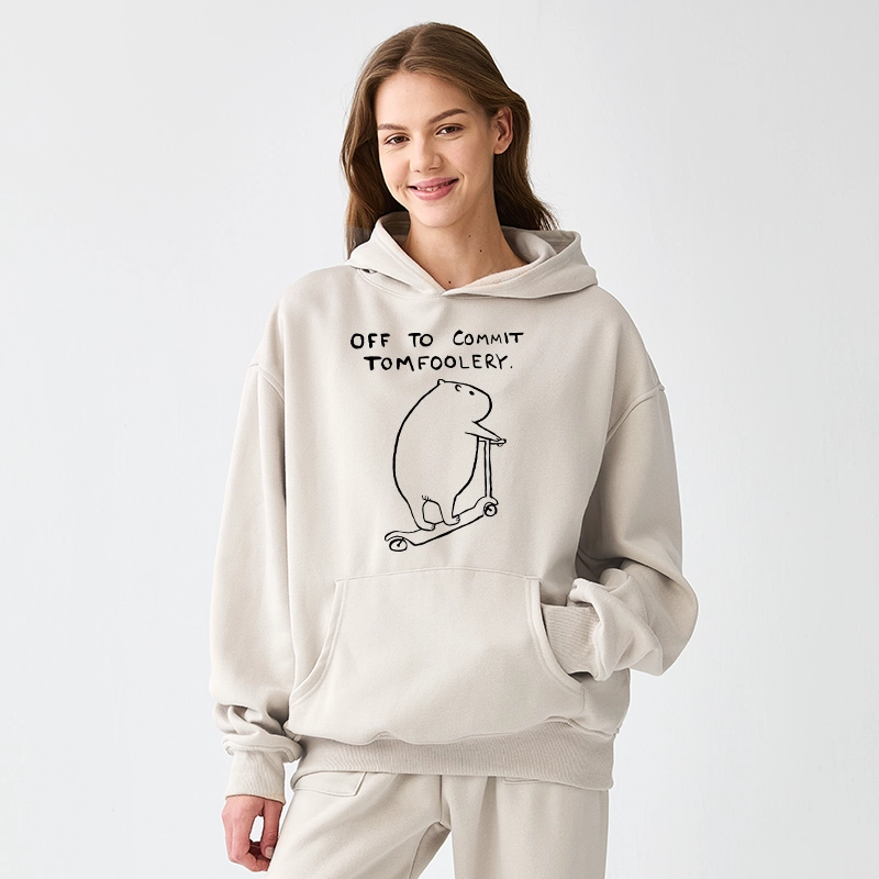Tokyo-Tiger Capybara Is Ready To Do Something Bad Aldult Fleece Hoodie