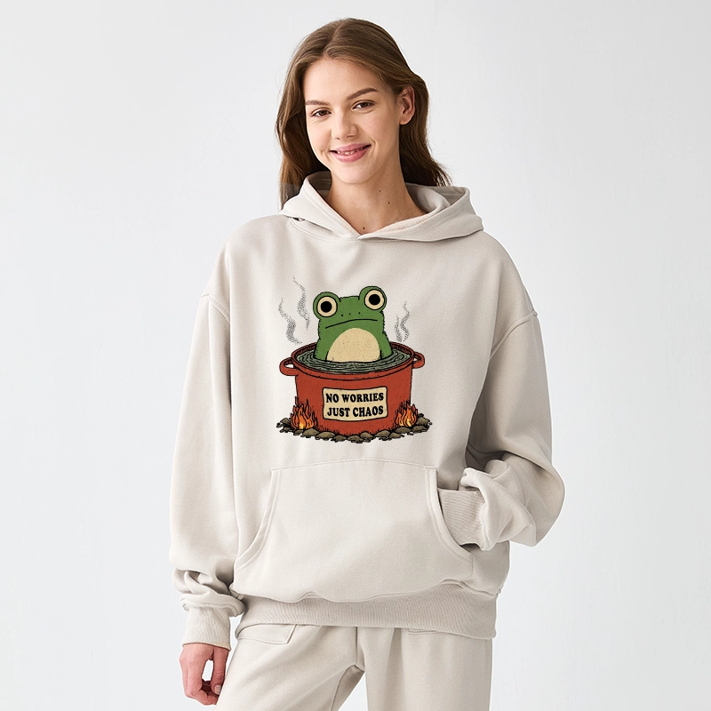Tokyo-Tiger Frog：No Worries，Just Chaos Aldult Fleece Hoodie