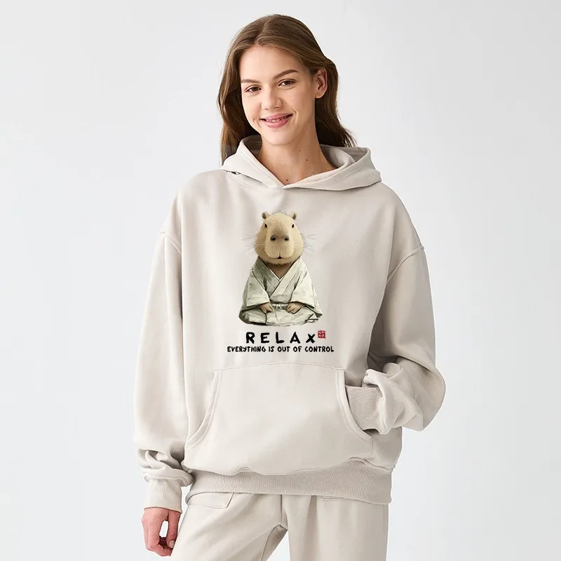 Tokyo-Tiger Zen Capybara：Relax, it's all chaos Aldult Fleece Hoodie