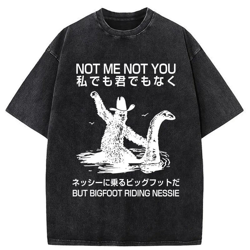Tokyo-Tiger Bigfoot Riding Nessie Washed T-Shirt