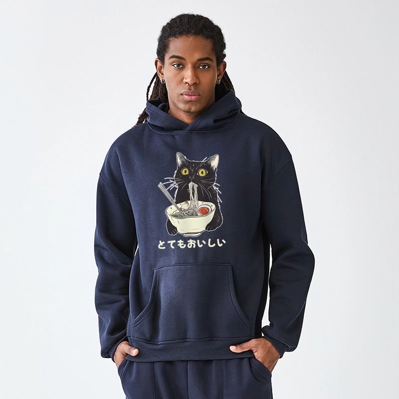 Tokyo-Tiger Cats Eat Ramen Noodles Aldult Fleece Hoodie