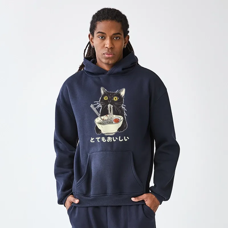 Tokyo-Tiger Cats Eat Ramen Noodles Aldult Fleece Hoodie
