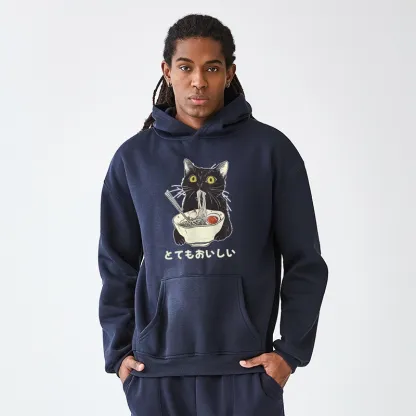 Tokyo-Tiger Cats Eat Ramen Noodles Aldult Fleece Hoodie