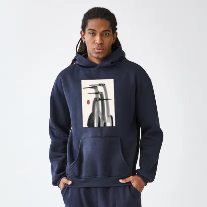Tokyo-Tiger Japanese Crane Poster Aldult Fleece Hoodie