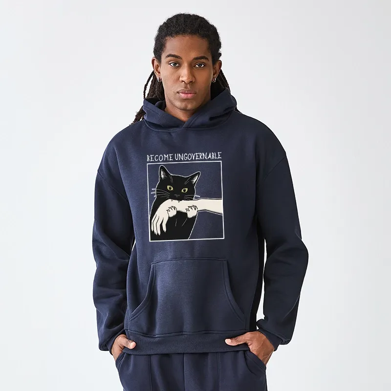 Tokyo-Tiger Black Cat Biting Aldult Fleece Hoodie