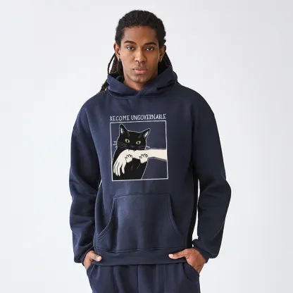 Tokyo-Tiger Black Cat Biting Aldult Fleece Hoodie