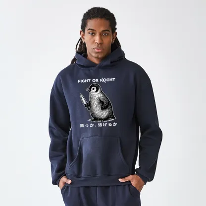 Tokyo-Tiger Funny Fight Or Flight Aldult Fleece Hoodie