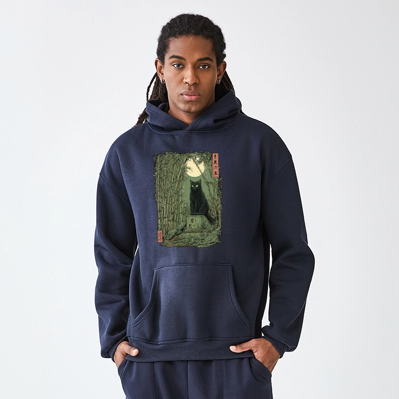 Tokyo-Tiger Black Cat In The Bamboo Forest Aldult Fleece Hoodie