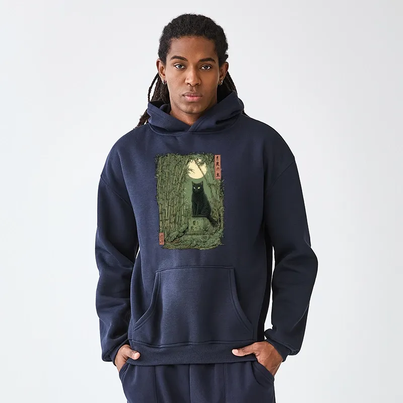 Tokyo-Tiger Black Cat In The Bamboo Forest Aldult Fleece Hoodie