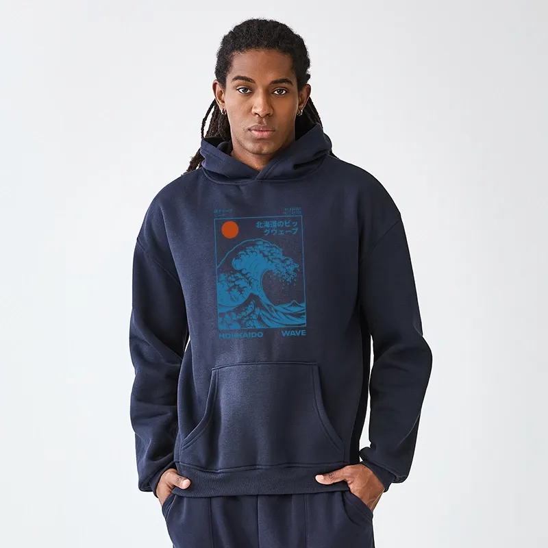 Tokyo-Tiger Hokkaido Wave Japan Aldult Fleece Hoodie