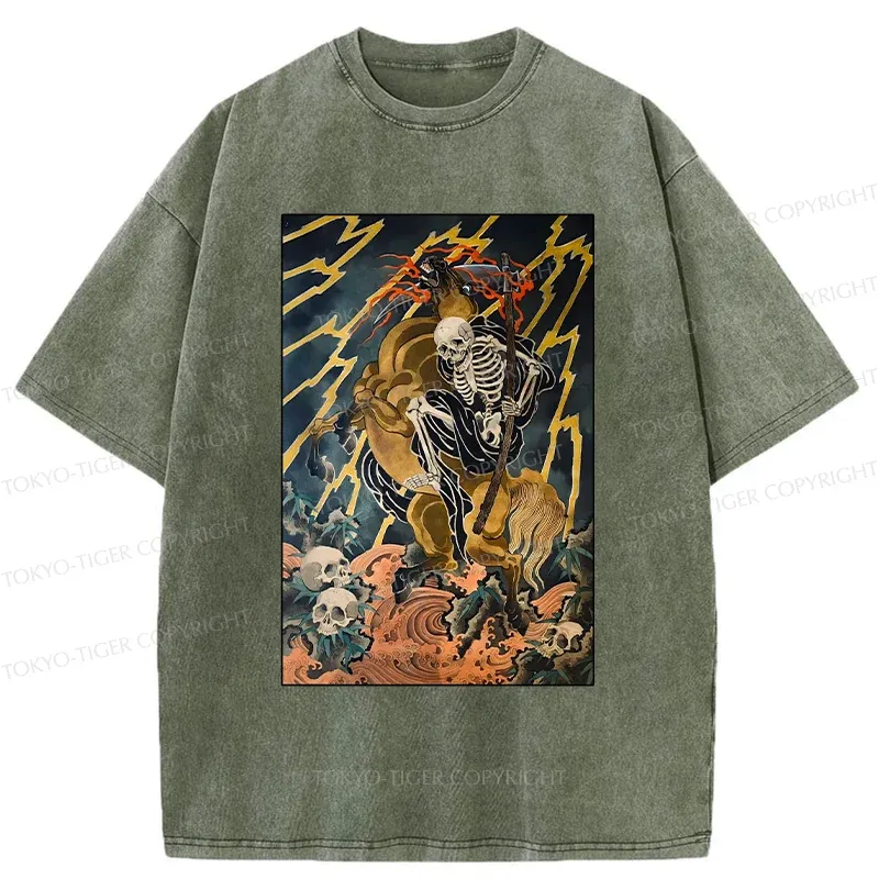 Tokyo-Tiger Ukiyo-e Death God Washed T-Shirt