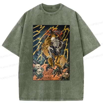 Tokyo-Tiger Ukiyo-e Death God Washed T-Shirt