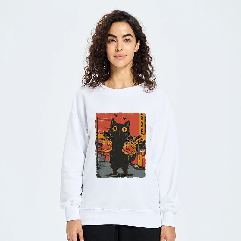 Tokyo-Tiger Cat Fishing Japanese Classic Sweatshirt