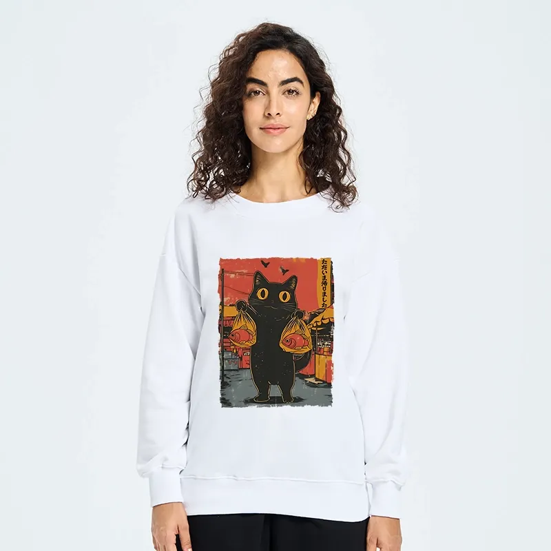 Tokyo-Tiger Cat Fishing Japanese Classic Sweatshirt