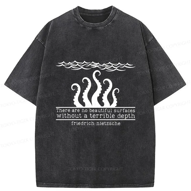 Tokyo-Tiger Mysterious Octopus Monster Washed T-Shirt
