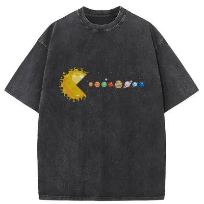 Tokyo-Tiger Funny Planet Game Washed T-Shirt