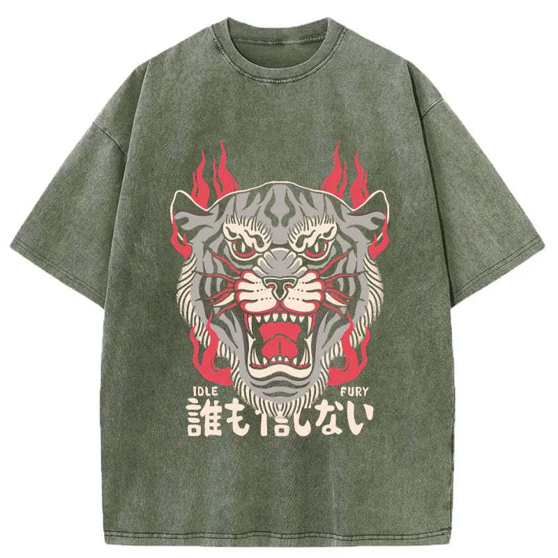 Tokyo-Tiger Japanese Tiger Fire Washed T-Shirt