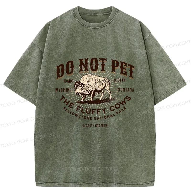 Tokyo-Tiger Fluffy Cows Funny Washed T-Shirt