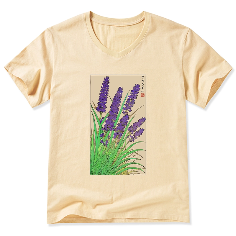 Tokyo-Tiger Japanese Lavender V-Neck Classic T-Shirt