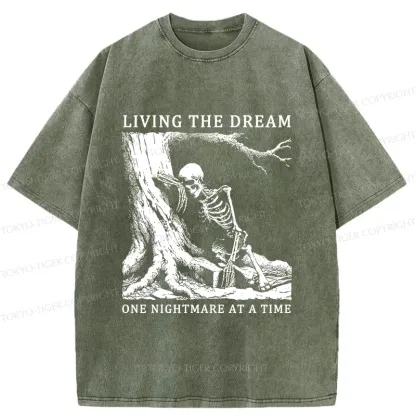 Tokyo-Tiger Skeleton Encountering Difficulties Washed T-Shirt