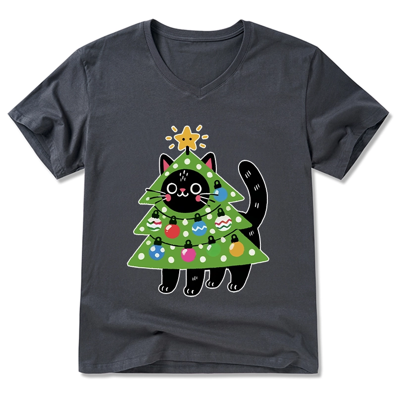 Tokyo-Tiger Christmas Tree Cat V-Neck Classic T-Shirt