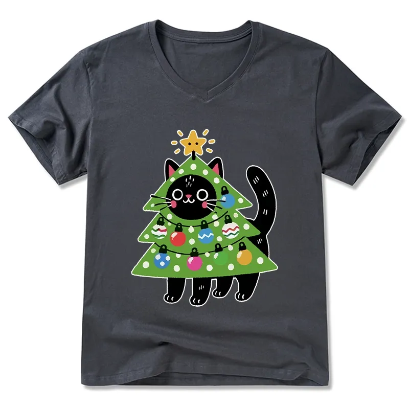 Tokyo-Tiger Christmas Tree Cat V-Neck Classic T-Shirt