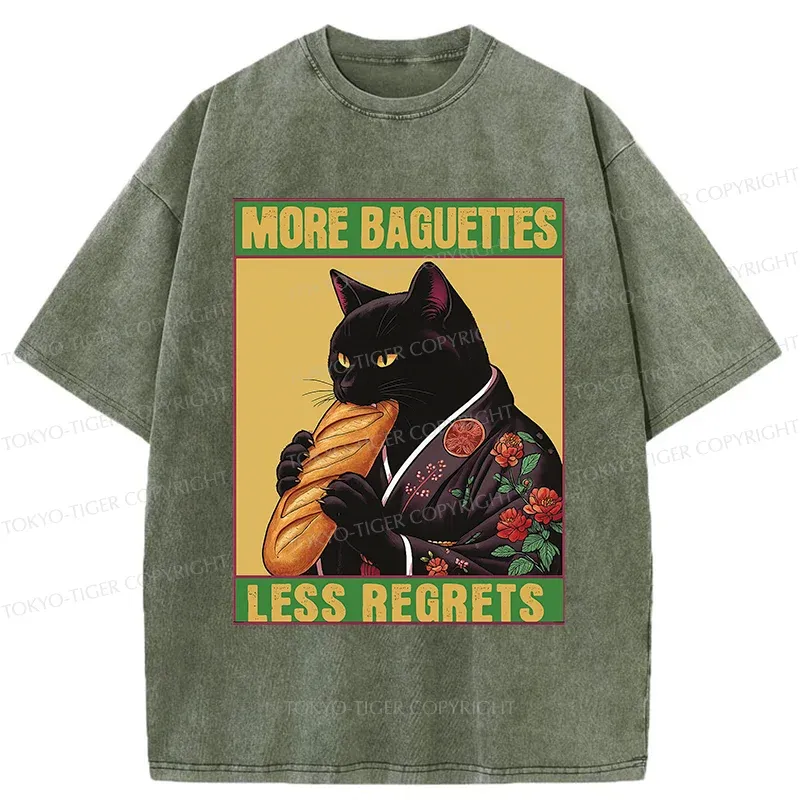 Tokyo-Tiger More Baguettes Less Regrets Washed T-Shirt