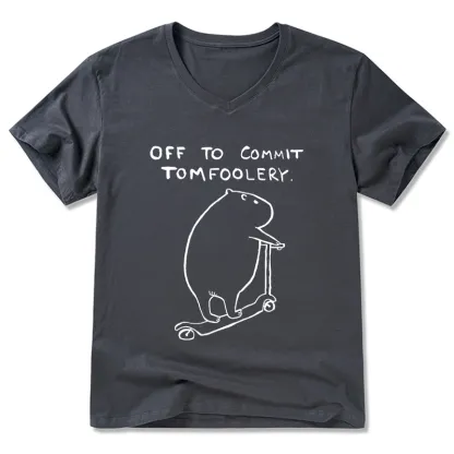 Tokyo-Tiger Capybara Is Ready To Do Something Bad V-Neck Classic T-Shirt