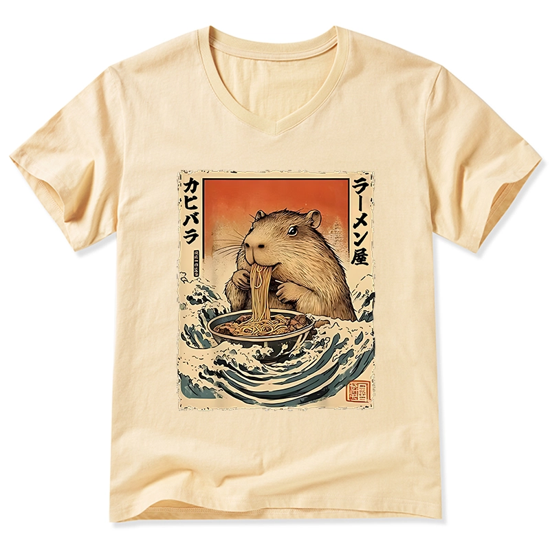 Tokyo-Tiger Hamster Eating Ramen V-Neck Classic T-Shirt
