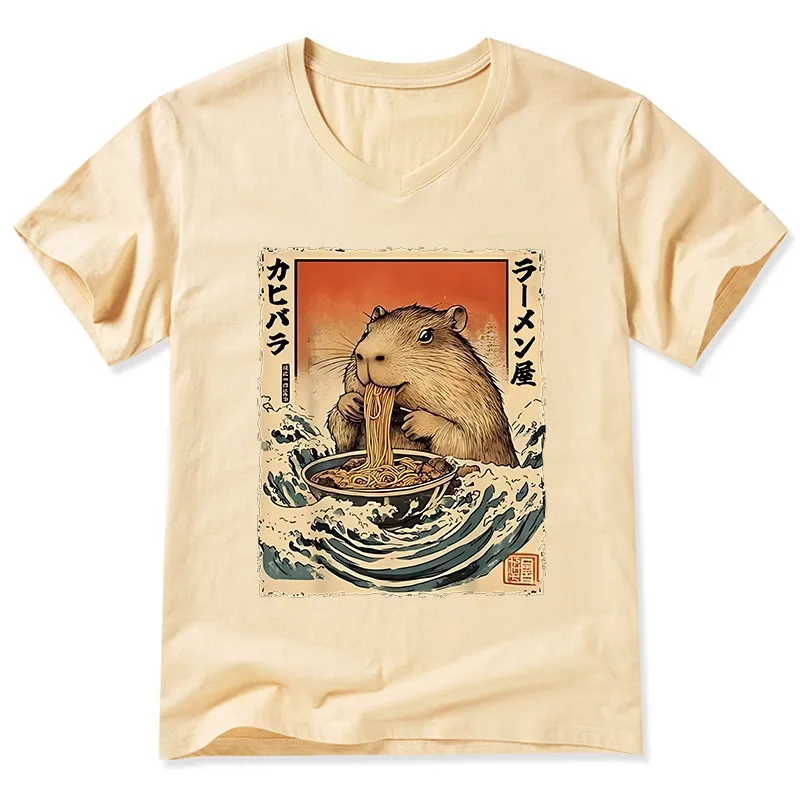 Tokyo-Tiger Hamster Eating Ramen V-Neck Classic T-Shirt