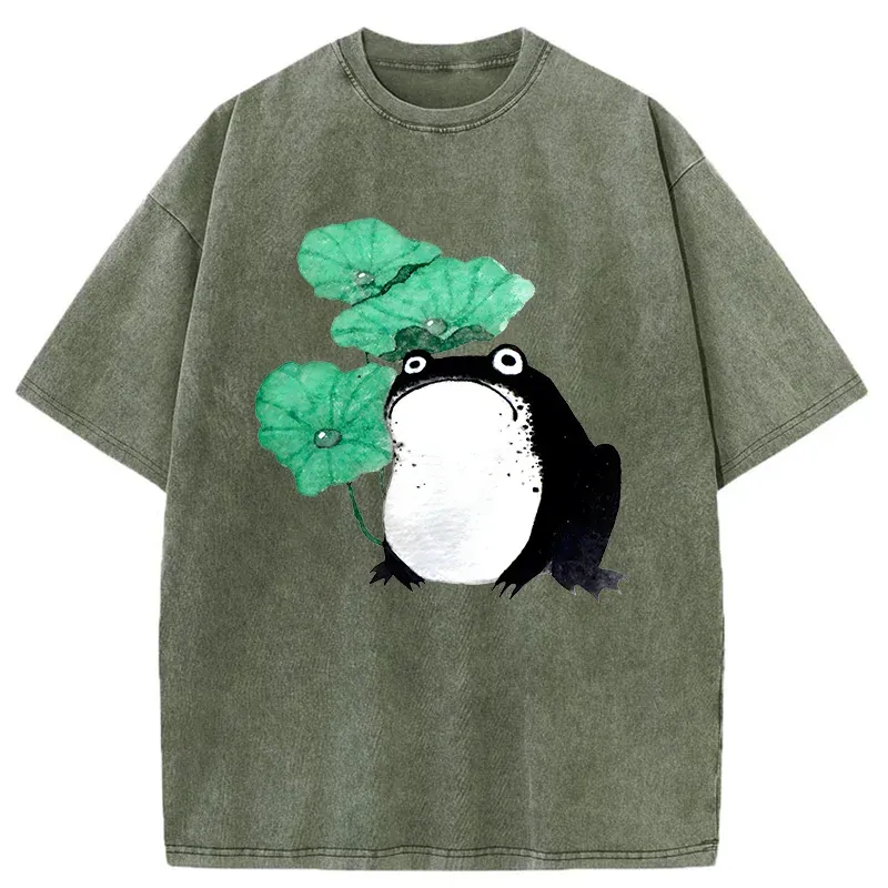 Tokyo-Tiger Lotus Leaf And Frog Washed T-Shirt