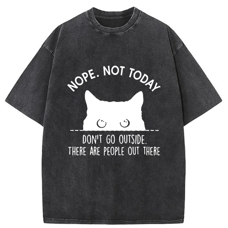 Tokyo-Tiger Introverted Cats Can't Go Outside Washed T-Shirt