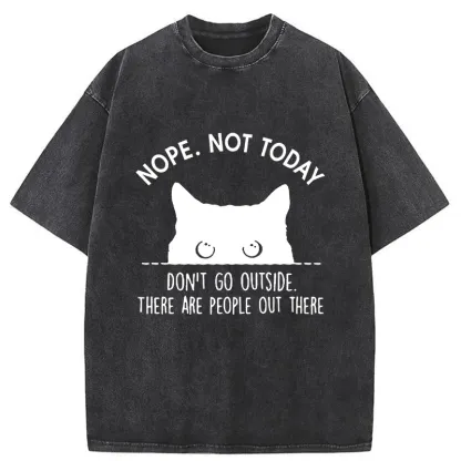 Tokyo-Tiger Introverted Cats Can't Go Outside Washed T-Shirt