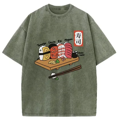 Tokyo-Tiger Delicious Sushi Washed T-Shirt