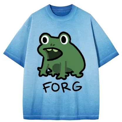 Tokyo-Tiger Funny Forg Japan Gradient Washed T-Shirt