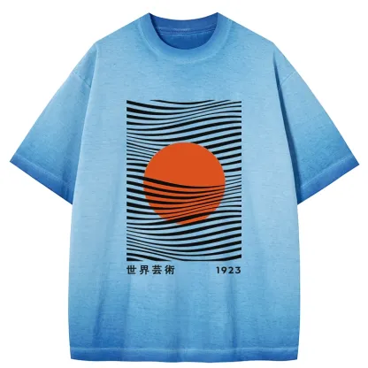 Tokyo-Tiger Minimalist Art Sun Gradient Washed T-Shirt