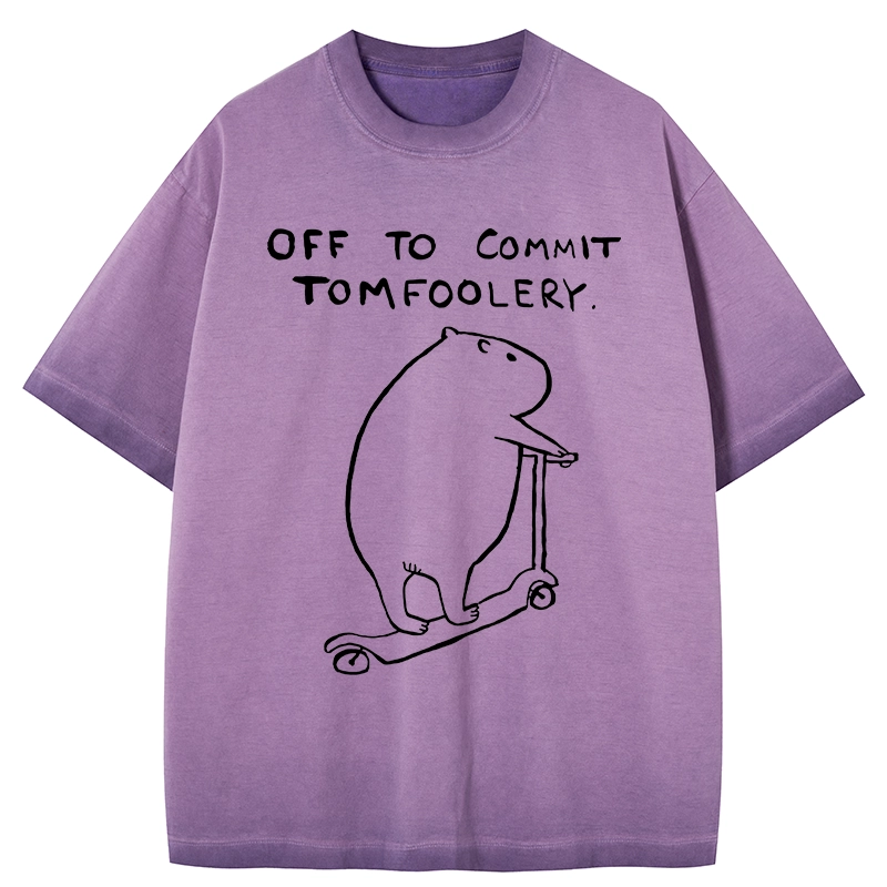 Tokyo-Tiger Capybara Is Ready To Do Something Bad Gradient Washed T-Shirt