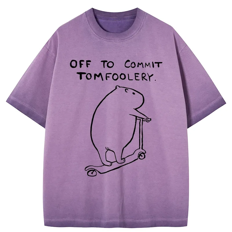 Tokyo-Tiger Capybara Is Ready To Do Something Bad Gradient Washed T-Shirt