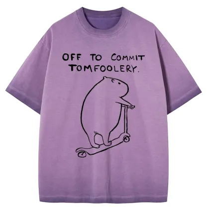 Tokyo-Tiger Capybara Is Ready To Do Something Bad Gradient Washed T-Shirt