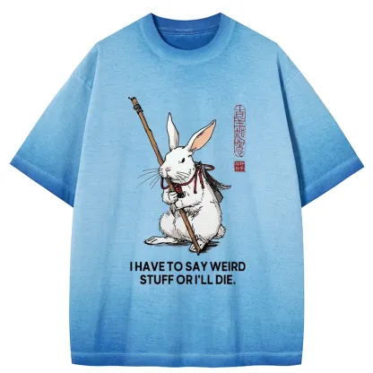 Tokyo-Tiger Rabbit Gotta Say Weird Stuff Or Die Gradient Washed T-Shirt