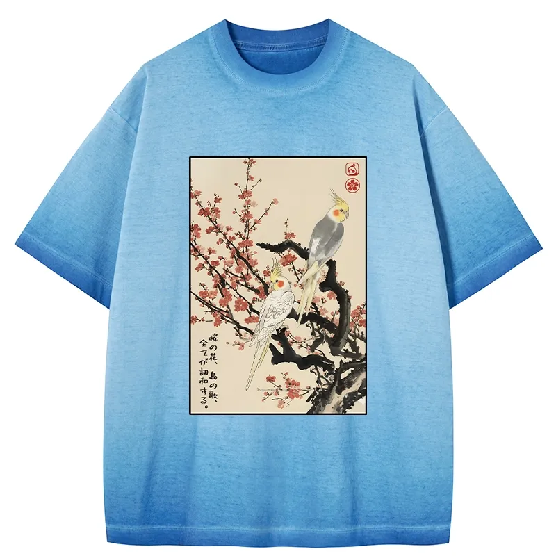 Tokyo-Tiger Whispers of Silent Blossoms Gradient Washed T-Shirt