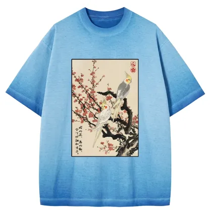 Tokyo-Tiger Whispers of Silent Blossoms Gradient Washed T-Shirt