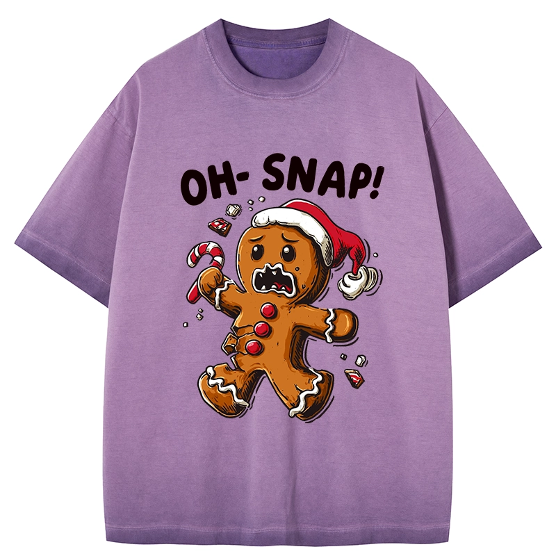 Tokyo-Tiger Oh Snap The Gingerbread Man's Christmas Chaos Gradient Washed T-Shirt