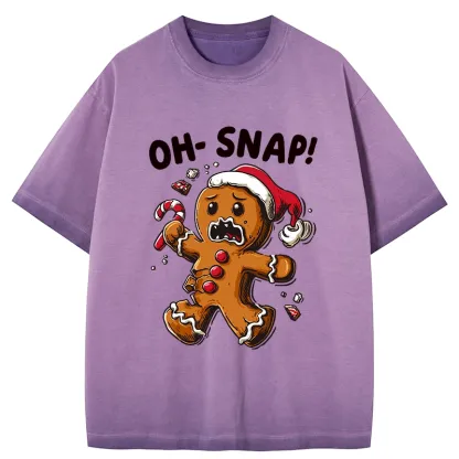 Tokyo-Tiger Oh Snap The Gingerbread Man's Christmas Chaos Gradient Washed T-Shirt