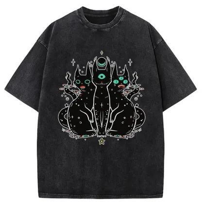 Tokyo-Tiger Mystic Cat Trinity Washed T-Shirt