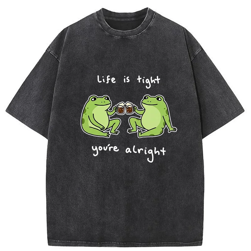 Tokyo-Tiger Frog's Happy Life Washed T-Shirt